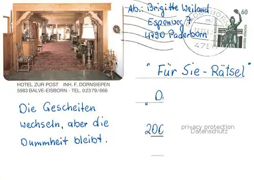 AK / Ansichtskarte Eisborn Hotel Zur Post Eisborn