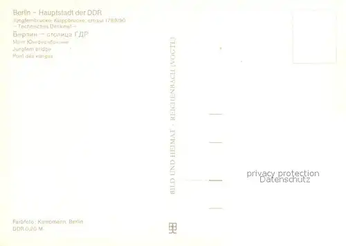 AK / Ansichtskarte Berlin Jungfernbruecke Klappbruecke 18. Jhdt. Technisches Denkmal Hauptstadt der DDR Berlin