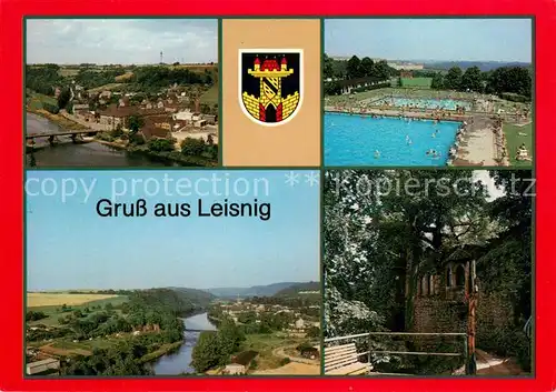 AK / Ansichtskarte Leisnig Stadtteil Fischendorf Freibad Blick zur Mulde Park Leisnig