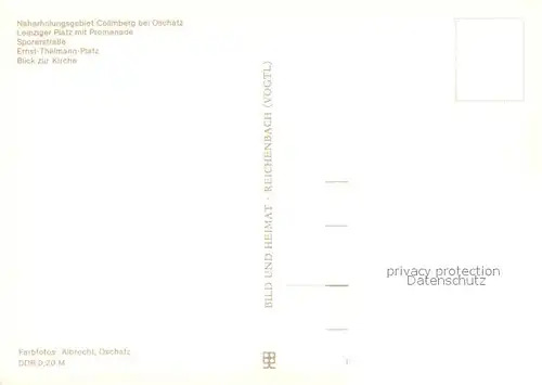AK / Ansichtskarte Oschatz Naherholungsgebiet Collmberg Leipziger Platz Promenade Sporerstrasse Ernst Thaelmann Platz Kirche Oschatz