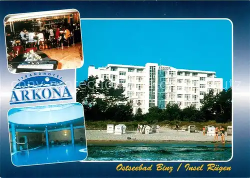 AK / Ansichtskarte Binz_Ruegen Strandhotel Arkona Bar Hallenbad Strand Binz_Ruegen