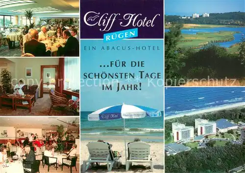 AK / Ansichtskarte Sellin_Ruegen Cliff Hotel Ruegen Gastraeume Strand Fliegeraufnahme Sellin Ruegen