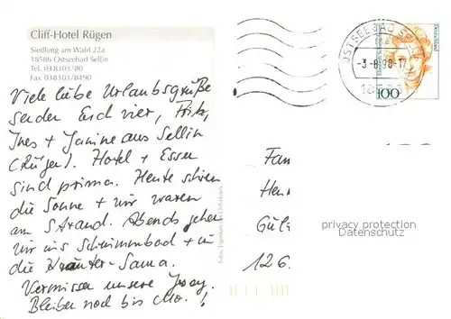 AK / Ansichtskarte Sellin_Ruegen Cliff Hotel Ruegen Gastraeume Strand Fliegeraufnahme Sellin Ruegen