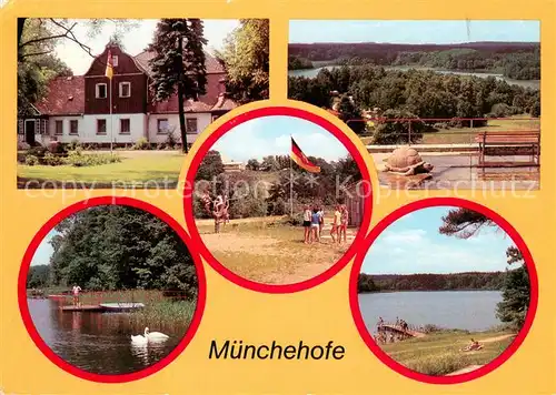 AK / Ansichtskarte Muenchehofe_Obersdorf Jugendherberge Erich Weinert Campingplatz Blick vom Schau ins Land Grosser Klobichsee 