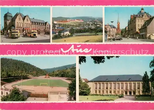 AK / Ansichtskarte Aue_Erzgebirge Post Altmarkt Stadion Kulturhaus Gesamtansicht Aue_Erzgebirge