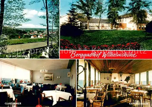 AK / Ansichtskarte Stemwede Berggasthof Wilhelmshoehe Clubzimmer Kaminzimmer Blick auf Haldem Stemwede