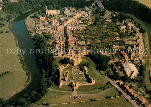 AK / Ansichtskarte Warkworth Castle and village aerial view 