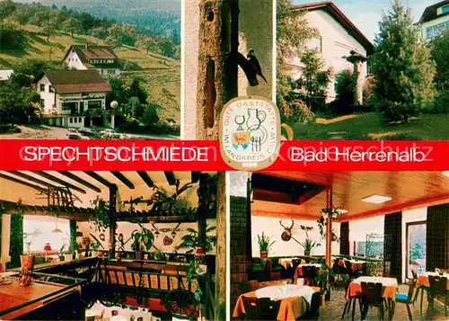 AK / Ansichtskarte Bad_Herrenalb Cafe Restaurant Spechtschmiede Hotel Pension Brunhilde Bad_Herrenalb