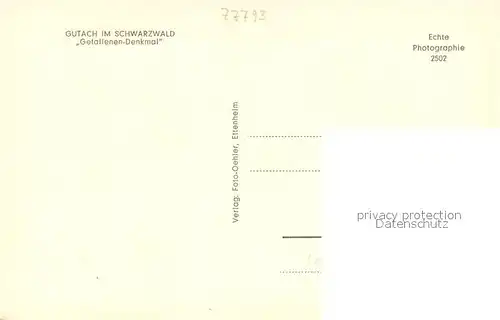 AK / Ansichtskarte Gutach_Schwarzwald Gefallenen Denkmal Gutach Schwarzwald