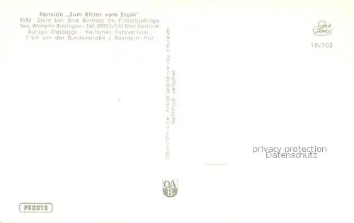 AK / Ansichtskarte Stein_Bad_Berneck Pension Zum Ritter vom Stein Ruine Stein oelschnitztal Cafe Terrasse Stein_Bad_Berneck