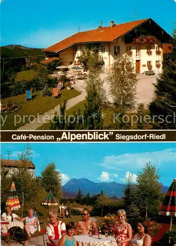 AK / Ansichtskarte Siegsdorf_Oberbayern Cafe Pension Alpenblick Am Riedl Terrasse Siegsdorf Oberbayern