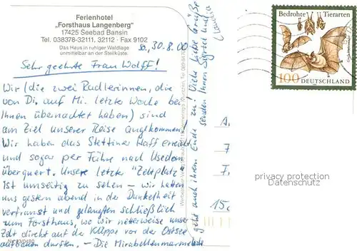 AK / Ansichtskarte Bansin_Ostseebad Ferienhotel Forsthaus Langenberg Gaststube Terrasse Bansin_Ostseebad