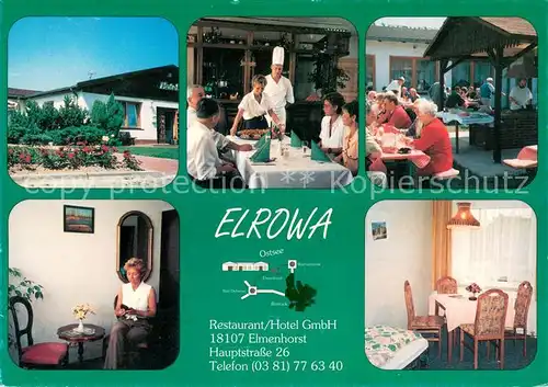 AK / Ansichtskarte Elmenhorst_Vorpommern Restaurant Hotel Elrowa Gaststube Zimmer Terrasse  Elmenhorst_Vorpommern