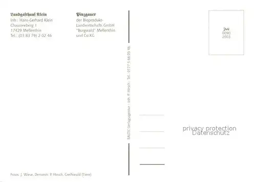 AK / Ansichtskarte Mellenthin Landgasthaus Klein Gastraum Rinderherde Inselkarte Mellenthin