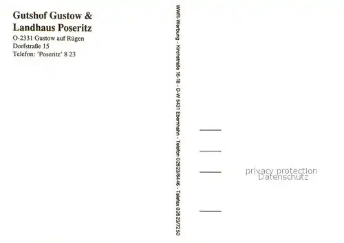 AK / Ansichtskarte Gustow Gutshof Gustow und Landhaus Poseritz Gastraeume Gustow