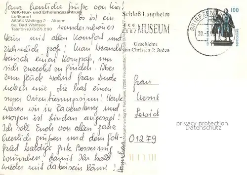 AK / Ansichtskarte Wolfegg VdK Kur und Erholungszentrum Garten Terrasse Wolfegg