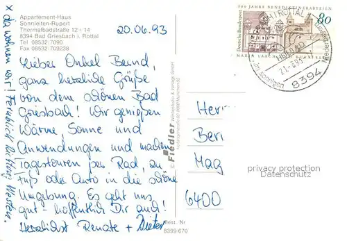 AK / Ansichtskarte Griesbach_Rottal Appartementhaeuser Sonnleiten Rupert Termalbad Panorama Griesbach Rottal