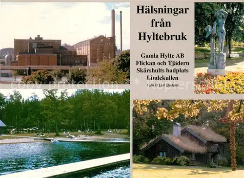 AK / Ansichtskarte Hyltebruk Gamla Hylte AB Flickan och Tjaedern Skaershults badplats Lindekullen 