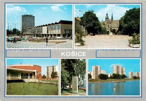 AK / Ansichtskarte Kosice_Kassa_Kaschau_Slovakia Teilansichten Platz Denkmal Wohnsiedlung Hochhaeuser 