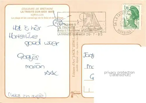 AK / Ansichtskarte La_Trinite sur Mer Kervillen sa plage et ses campings vue aerienne La_Trinite sur Mer