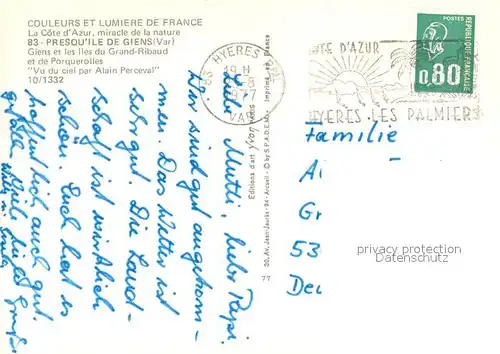 AK / Ansichtskarte Presqu_Ile de Giens Giens et les Iles du Grand Ribaud et de Porquerolles vue aerienne Cote d Azur Presqu_ile de Giens