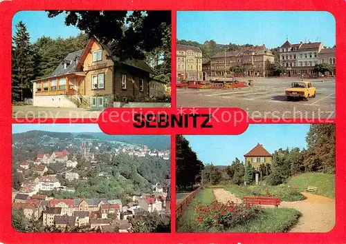 AK / Ansichtskarte Sebnitz Gaststaette Finkenbaude August Bebel Platz Teilansicht VdN Denkmal Sebnitz