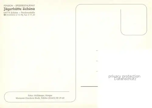 AK / Ansichtskarte Schoena_Cavertitz Pension Restaurant Jaegerhuette Schoena Cavertitz