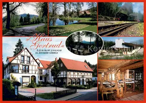AK / Ansichtskarte Jonsdorf Bibel  und Familienferienstaette Haus Gertrud Luftkurort im Zittauer Gebirge Lokomotive Jonsdorf