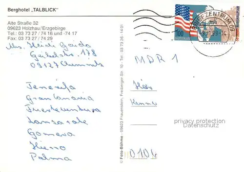 AK / Ansichtskarte Holzhau_Rechenberg Bienenmuehle_Erzgebirge Berghotel Talblick Terrasse 