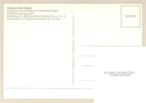 AK / Ansichtskarte Hoefgen Wassermuehle Schauanlage Hoefgen