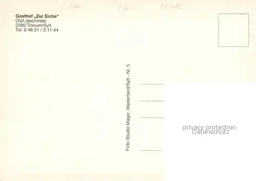 AK / Ansichtskarte Tinnum Gasthof Zur Eiche Restaurant Nordseebad Tinnum