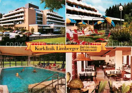 AK / Ansichtskarte Bad_Duerrheim Kurklinik Limberger im Schwarzwald Restaurant Hallenbad Bad_Duerrheim
