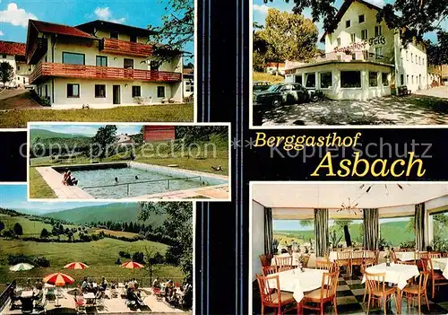 AK / Ansichtskarte Boebrach Berggasthof Asbach Freibad Gaststube Terrasse Boebrach