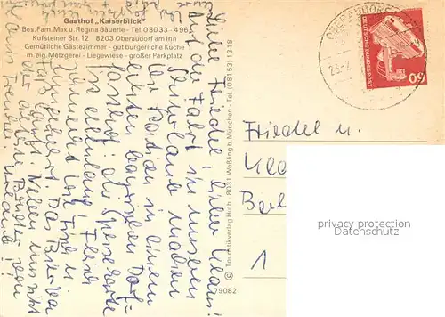 AK / Ansichtskarte Oberaudorf Gasthof Kaiserblick Oberaudorf