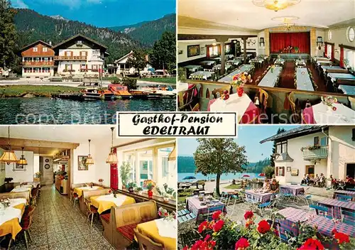 AK / Ansichtskarte Walchensee Gasthof Pension Edeltraut Veranstaltungsraum Gaststube Terrasse Walchensee