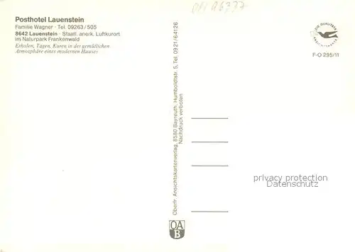 AK / Ansichtskarte Lauenstein_Oberfranken Posthotel Lauenstein Gastraeume Hallenbad Lauenstein_Oberfranken