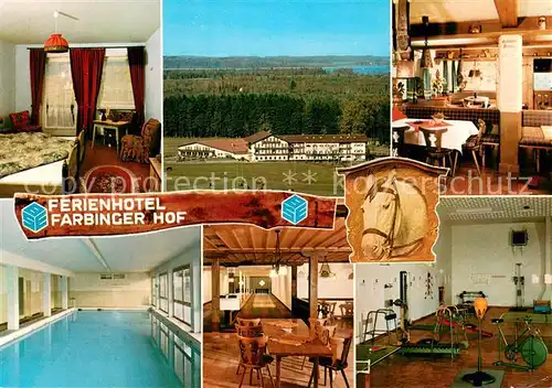 AK / Ansichtskarte Bernau_Chiemsee Ferienhotel Farbinger Hof Gaststube Hallenbad Kegelbahn Fitnessraum Bernau Chiemsee