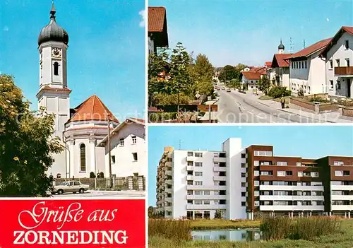AK / Ansichtskarte Zorneding Kirche Strassenpartie Wohnblock Zorneding