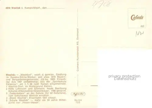 AK / Ansichtskarte Westick_Froendenberg_Ruhr Fliegeraufnahme Hoefe Lohman Gedenkstein Block Westick Eisenbahn Schule Westick Hexen Wesch Westick_Froendenberg_Ruhr