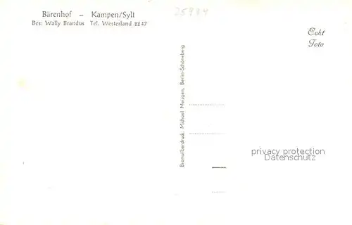 AK / Ansichtskarte Kampen_Sylt Baerenhof Kampen Sylt