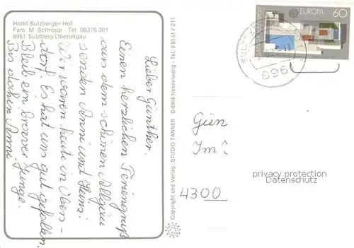 AK / Ansichtskarte Sulzberg_Allgaeu Hotel Sulzberger Hof Garten Terrasse Sulzberg Allgaeu