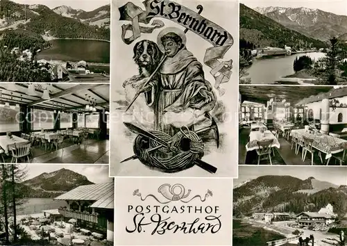 AK / Ansichtskarte Spitzingsee Postgasthof und See Cafe St. Bernhard Restaurant Alpenpanorama Spitzingsee