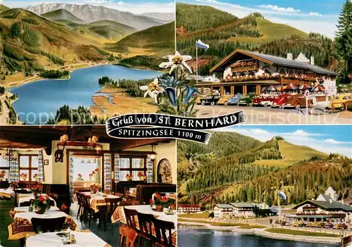 AK / Ansichtskarte Spitzingsee Postgasthof See Cafe St. Bernhard am Spitzingsee Alpenpanorama Spitzingsee