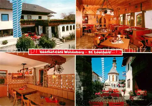 AK / Ansichtskarte St_Leonhard_Wonneberg Gasthof Cafe Wonneberg Gastraum Blick zur Kirche St_Leonhard_Wonneberg