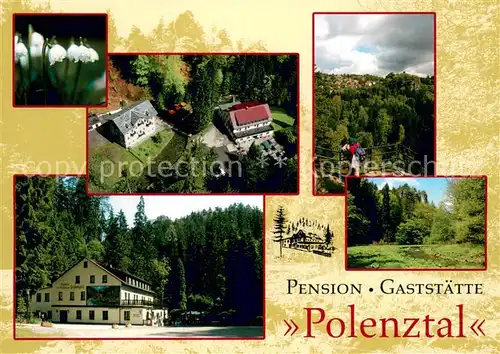 AK / Ansichtskarte Hohnstein_Saechsische_Schweiz Pension Gasthaus Polenztal Landschaftspanorama Felsen Maigloeckchen Hohnstein_Saechsische