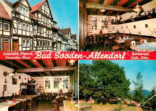 AK / Ansichtskarte Allendorf_Bad_Sooden Gaststaette Pension Deutsches Haus Restaurant Gartenterrasse Allendorf_Bad_Sooden