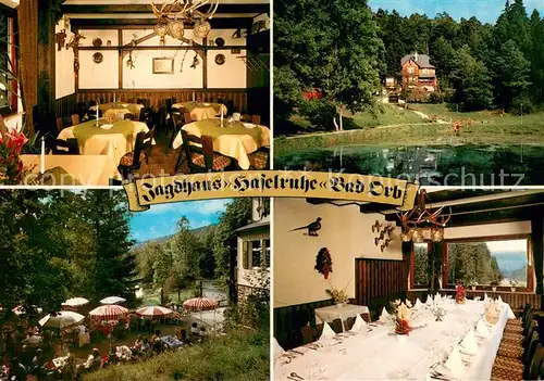 AK / Ansichtskarte Bad_Orb Cafe Restaurant Jagdhaus Haselruhe Terrasse Teich Bad_Orb