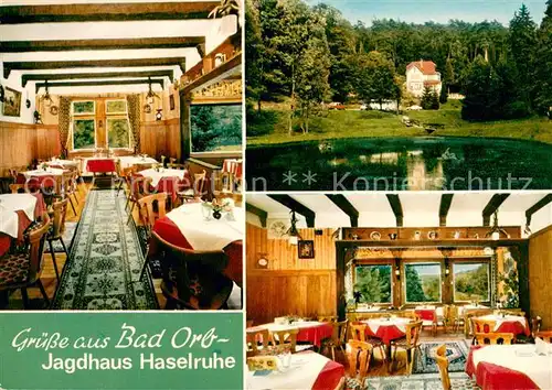 AK / Ansichtskarte Bad_Orb Cafe Restaurant Jagdhaus Haselruhe Teich Bad_Orb