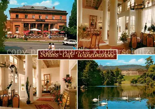 AK / Ansichtskarte Kassel Schloss Cafe Park Wilhelmshoehe Schwanenteich Kassel