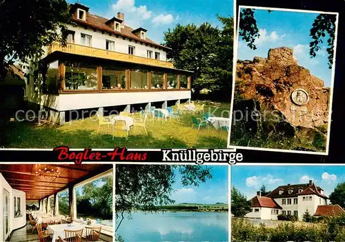 AK / Ansichtskarte Schwarzenborn_Knuell Hotel Restaurant Bogler Haus Knuellgebirge Felsen Gedenktafel Schwarzenborn Knuell